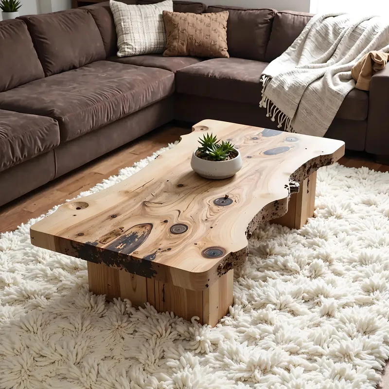 Rustic Live Edge Natural Wood Coffee Table