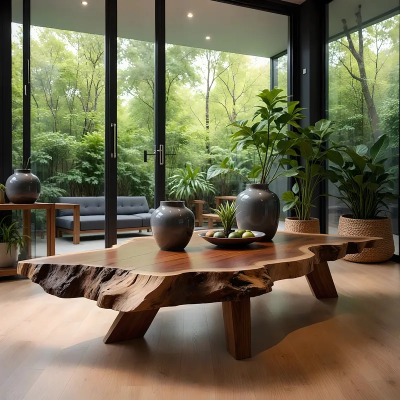 Modern Rustic Solid Wood Live Edge Coffee Table