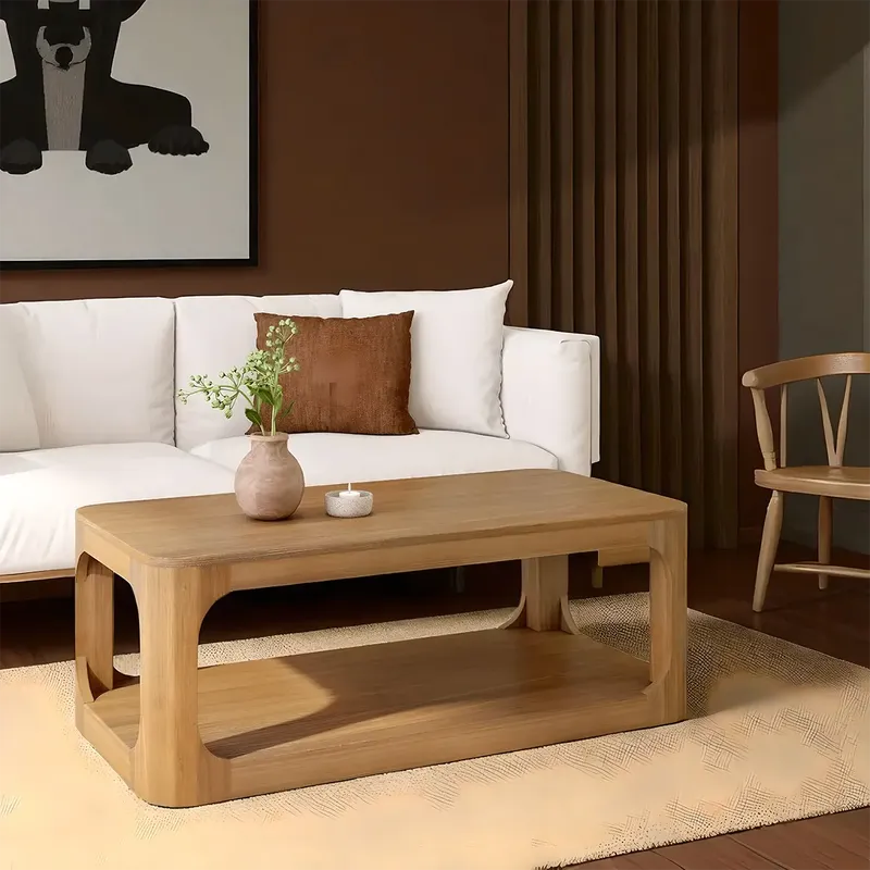 Natural Wood Tea Table – Modern Rustic Design