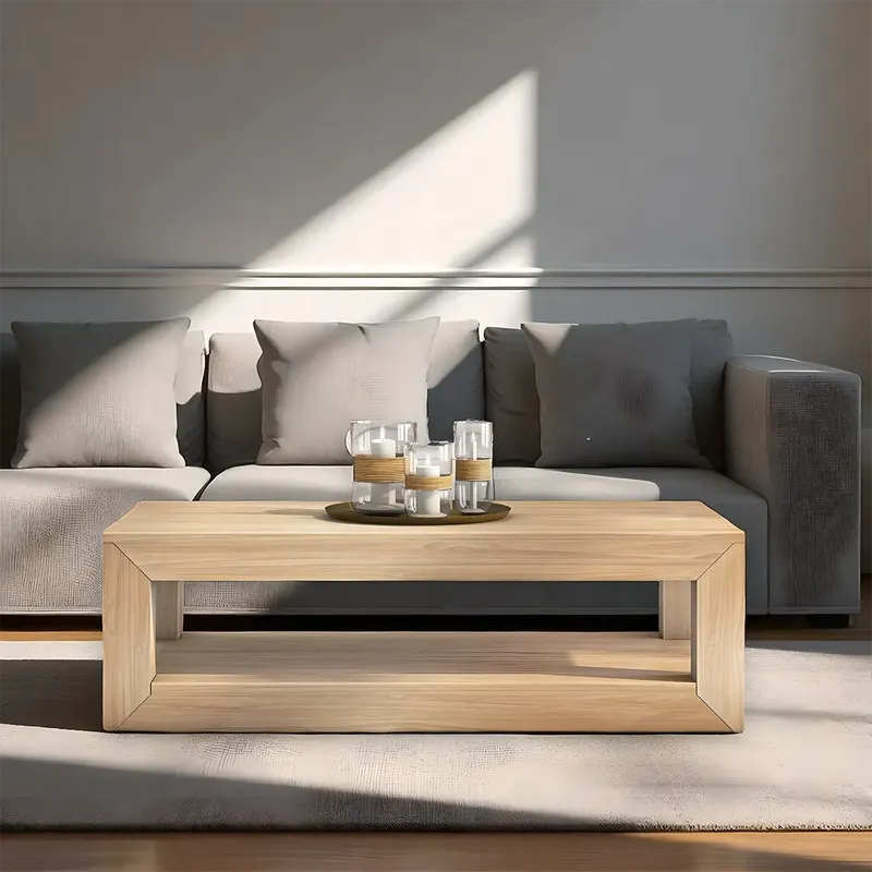 Light Oak Coffee Table – Minimalist 2 Tiers