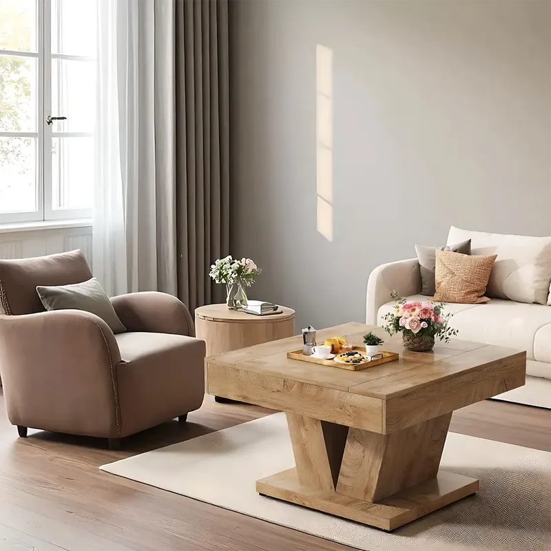 V-Shaped Wooden Coffee Table – Modern Rustic Minimalist