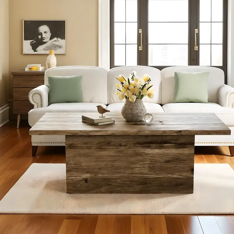 Minimalist Natural Wood Coffee Table – Rustic Elegance